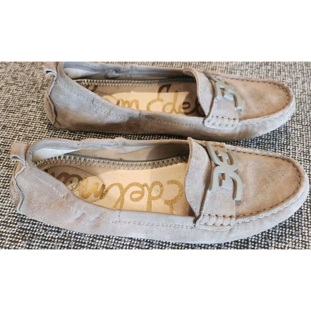 Sam Edelman Farrell Suede Driving Moccasin Loafers 6.5 Gray Tan‎ EUC